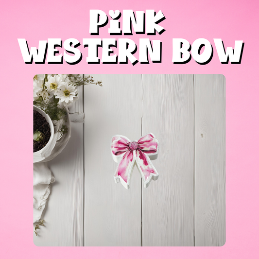 Pink Western Coquette Bow 3D Straw Topper