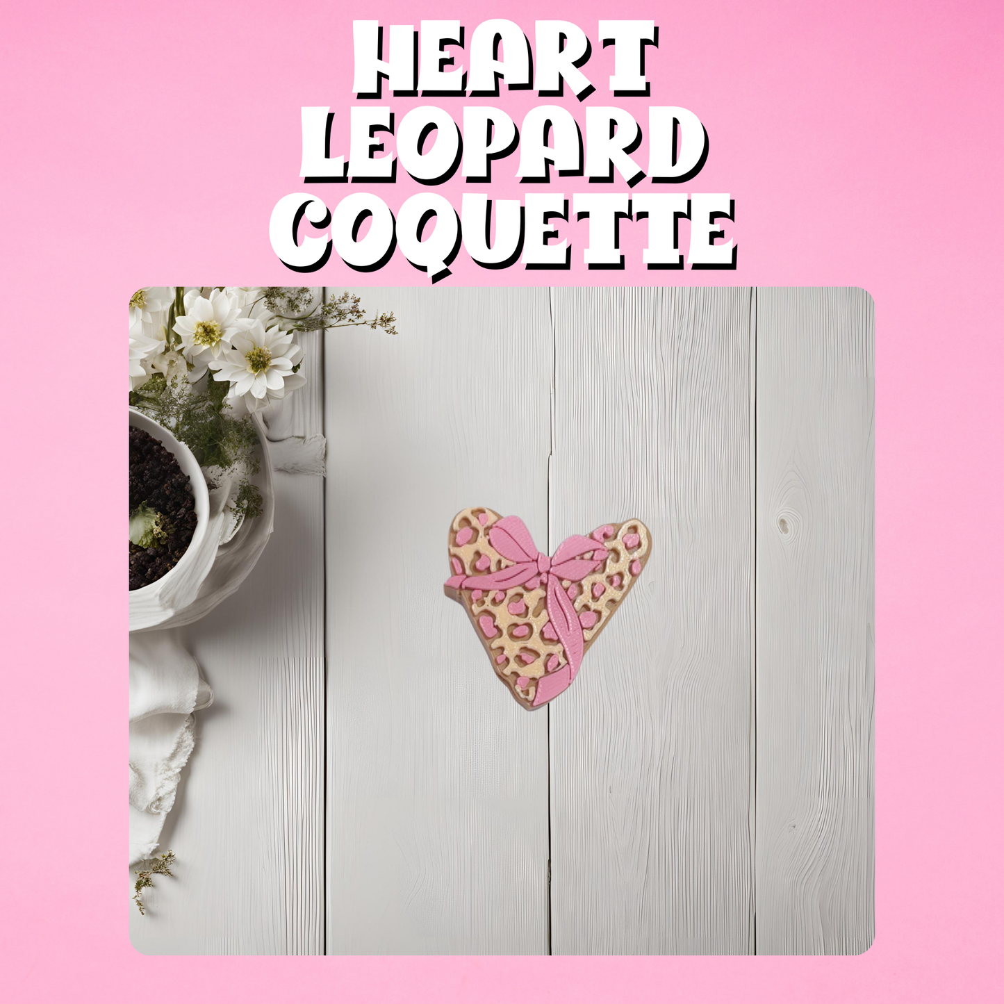 Heart Leopard Coquette Straw Topper