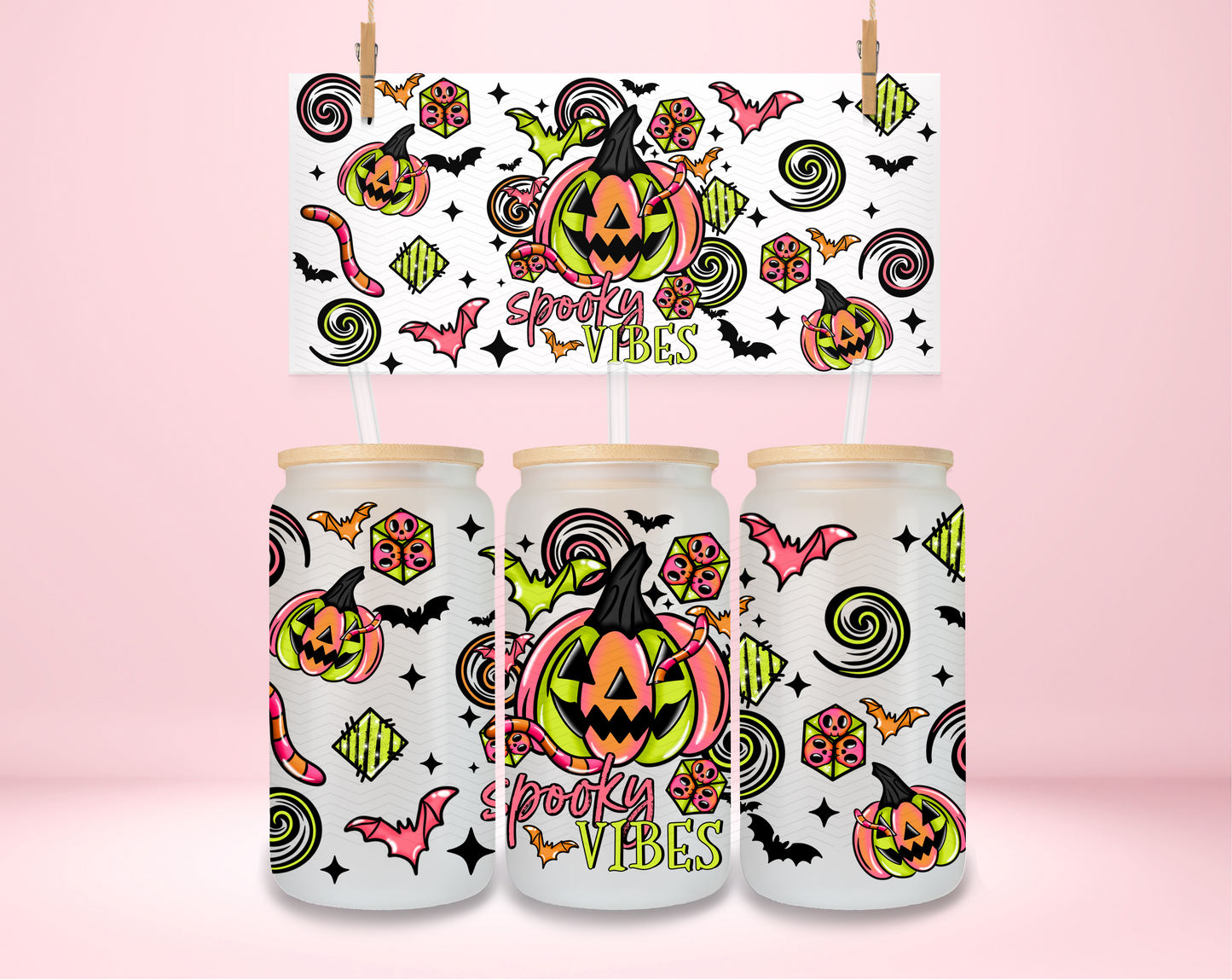 Pink and Green Spooky Vibes UVDTF Wrap