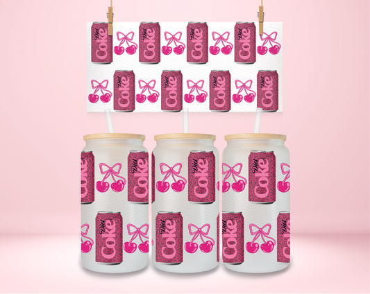 Diet Soda Pink Leopard Cherry UVDTF Wrap