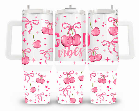 Good Vibes Pink Cherries 40oz UVDTF Wrap