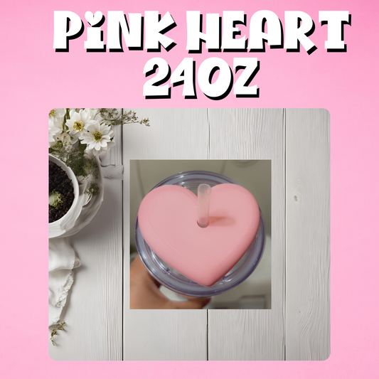 Pink Heart 3D Lid Topper (24oz)