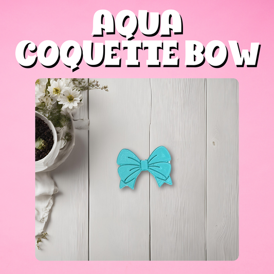 Aqua Coquette Bow 3D Straw Topper