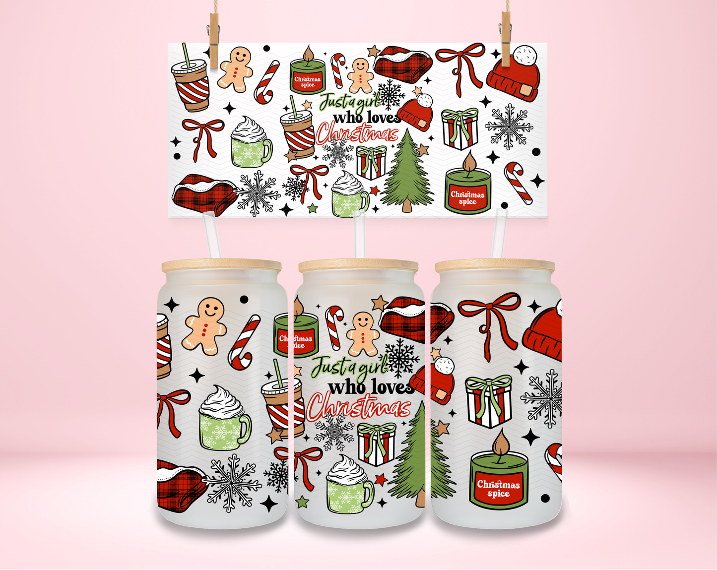 Just a Girl Who Loves Christmas UVDTF Wrap