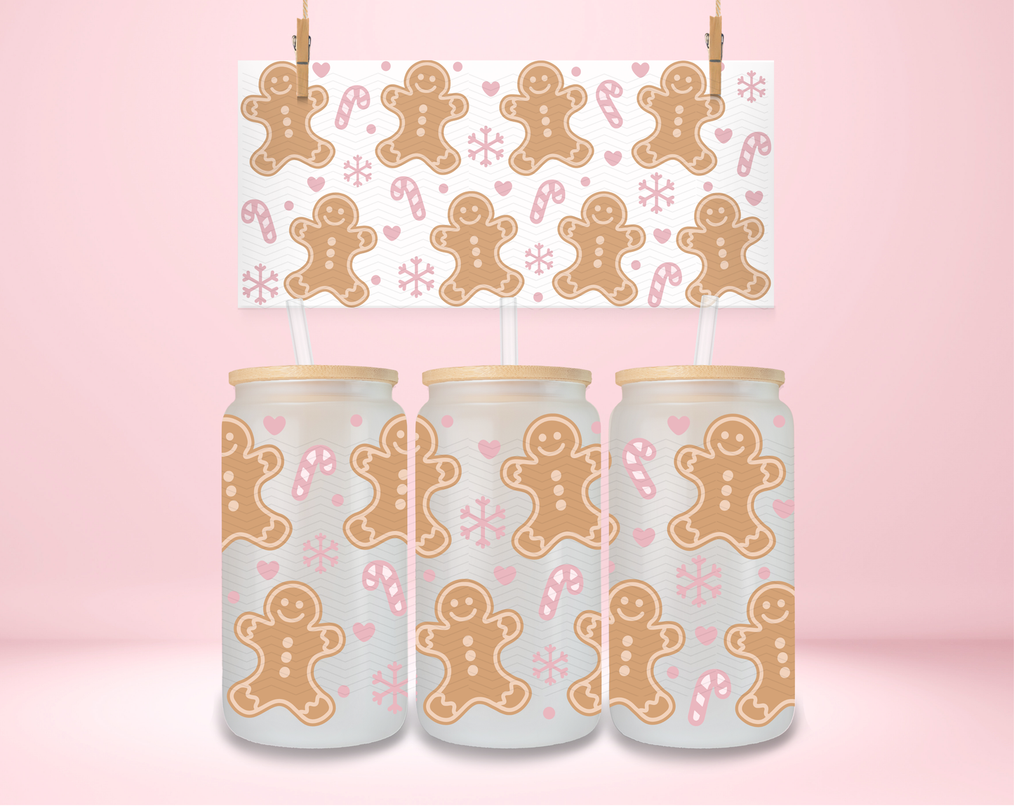 Gingerbread Pink Candy Cane UVDTF Wrap