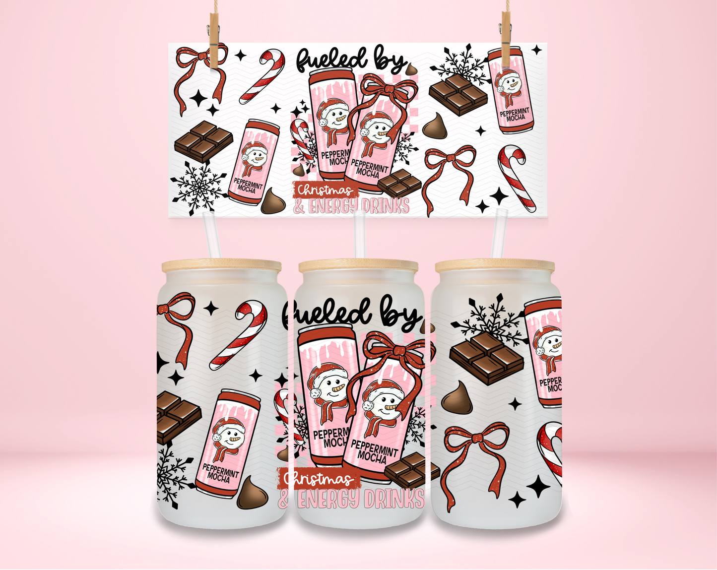 Fueled by Christmas and Energy Drinks UVDTF Wrap