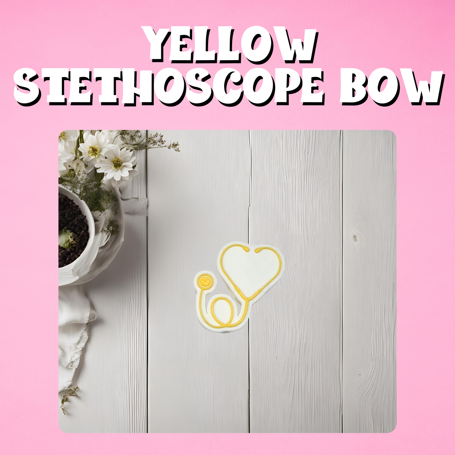 Yellow Stethoscope 3D Straw Topper