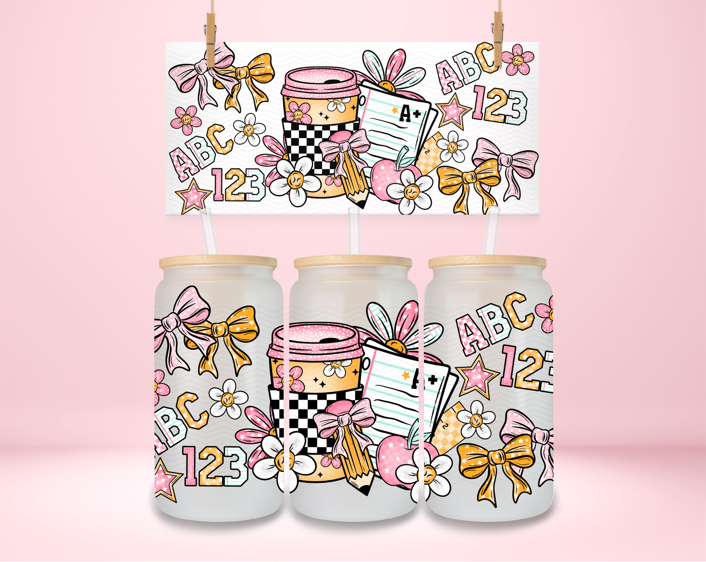 ABC and 123 Coquette UVDTF Wrap