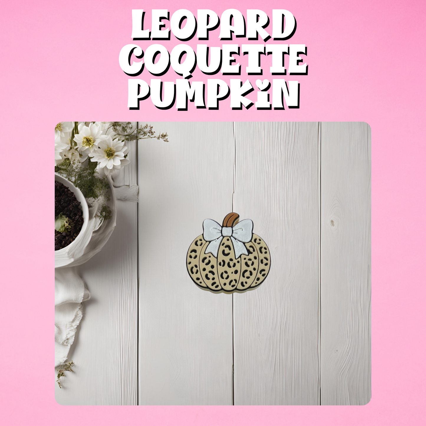 Leopard Coquette Pumpkin Straw Topper