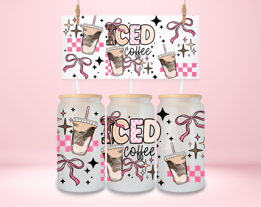 Pink Iced Coffee Checkered UVDTF Wrap