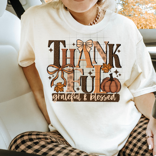 Thankful Grateful & Blessed DTF