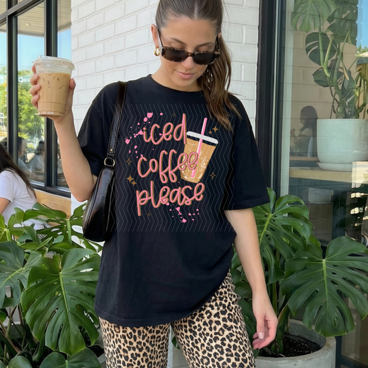 Iced Coffee Please Pink and Brown DTF