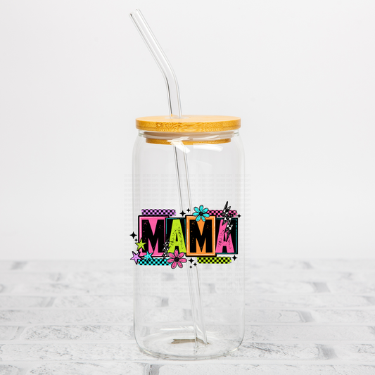Mama Neon Checkered UVDTF Decal