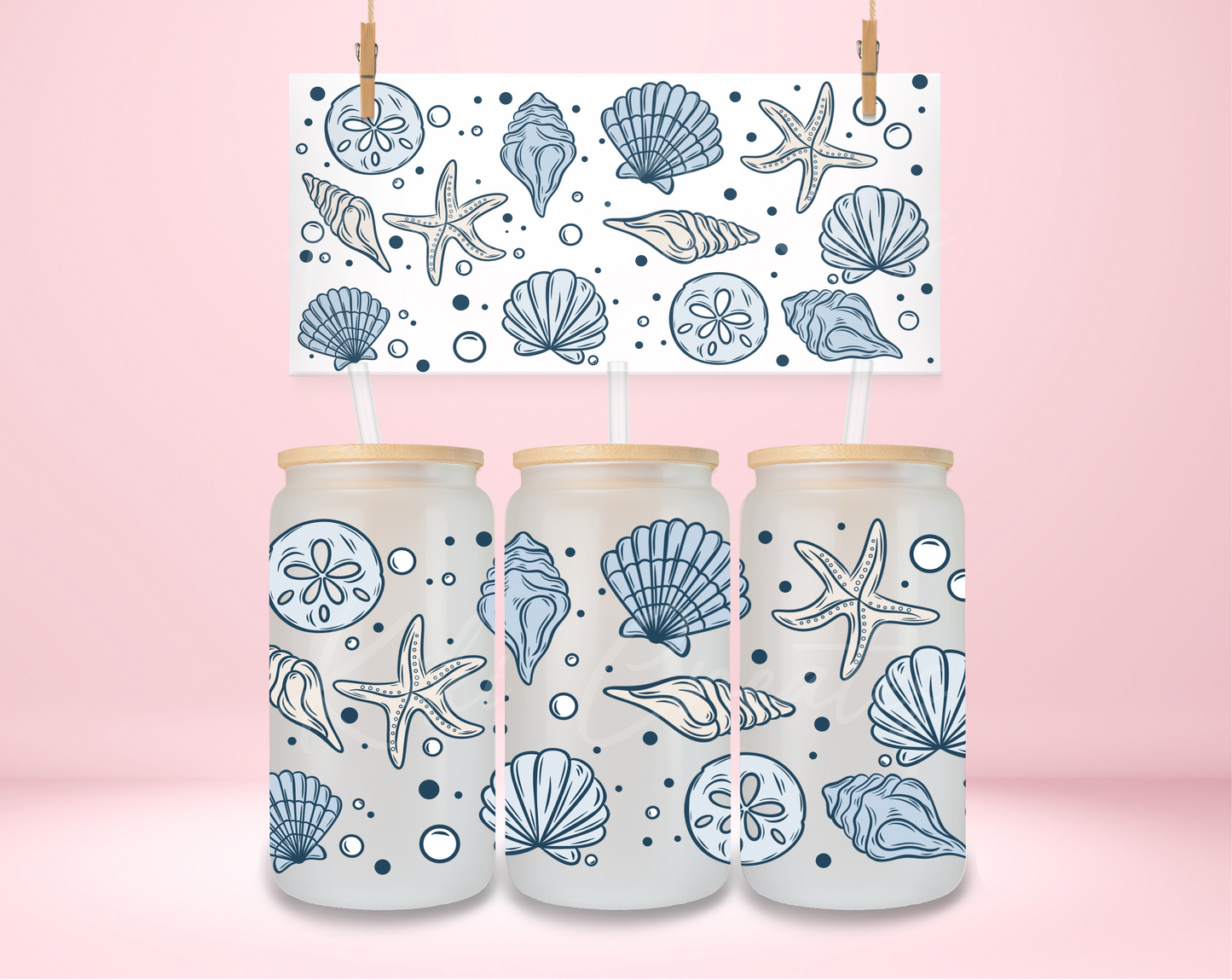 Blue Seashells UVDTF Wrap