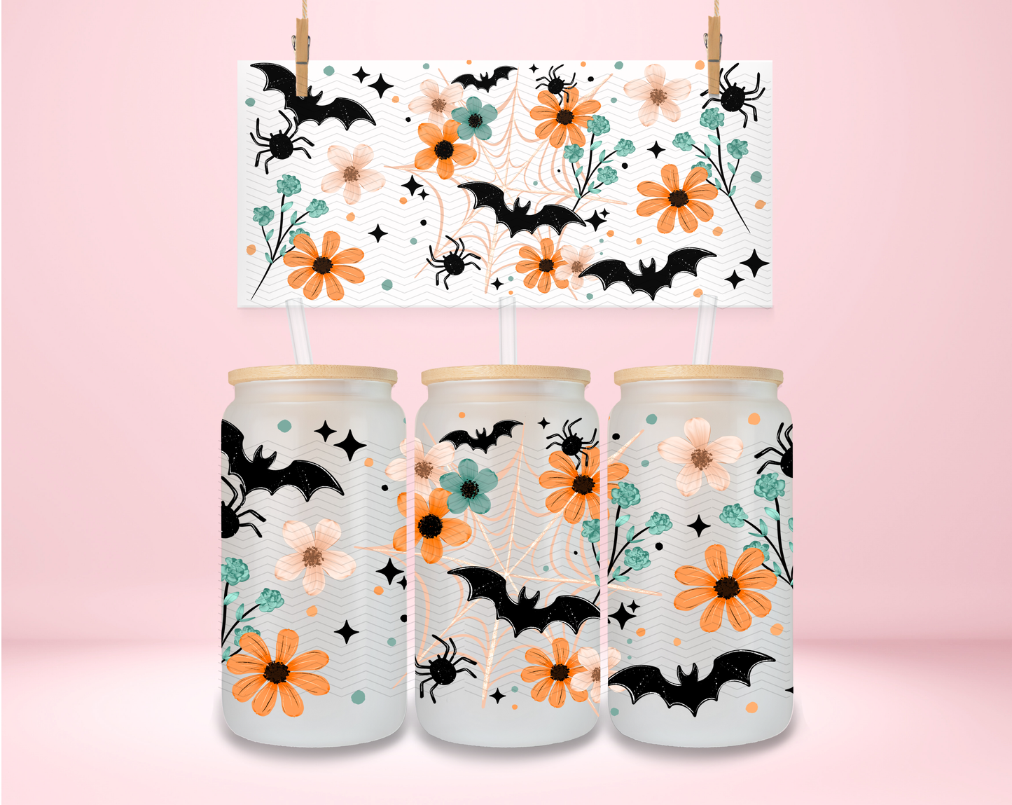 Bat and Floral Web UVDTF Wrap