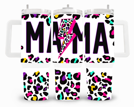 Colorful Leopard Mama 40oz UVDTF Wrap