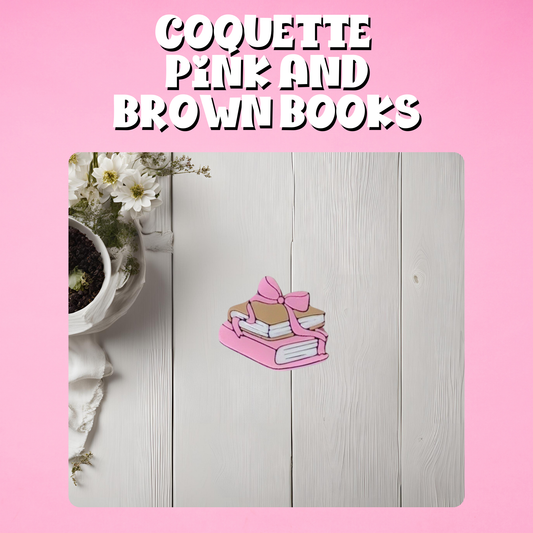 Coquette Pink and Brown Books Straw Topper