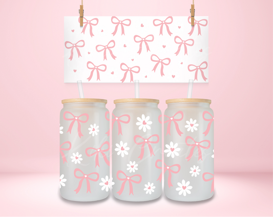 Pink Bows and White Daises Coquette UVDTF Wrap