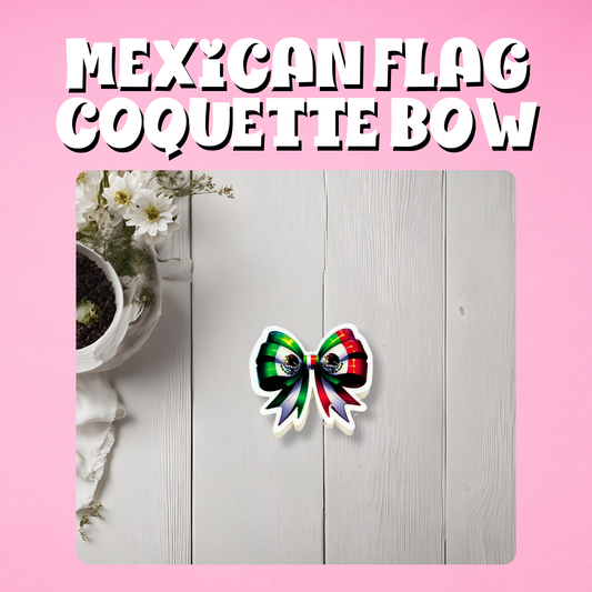 Mexican Flag Coquette Bow 3D Straw Topper