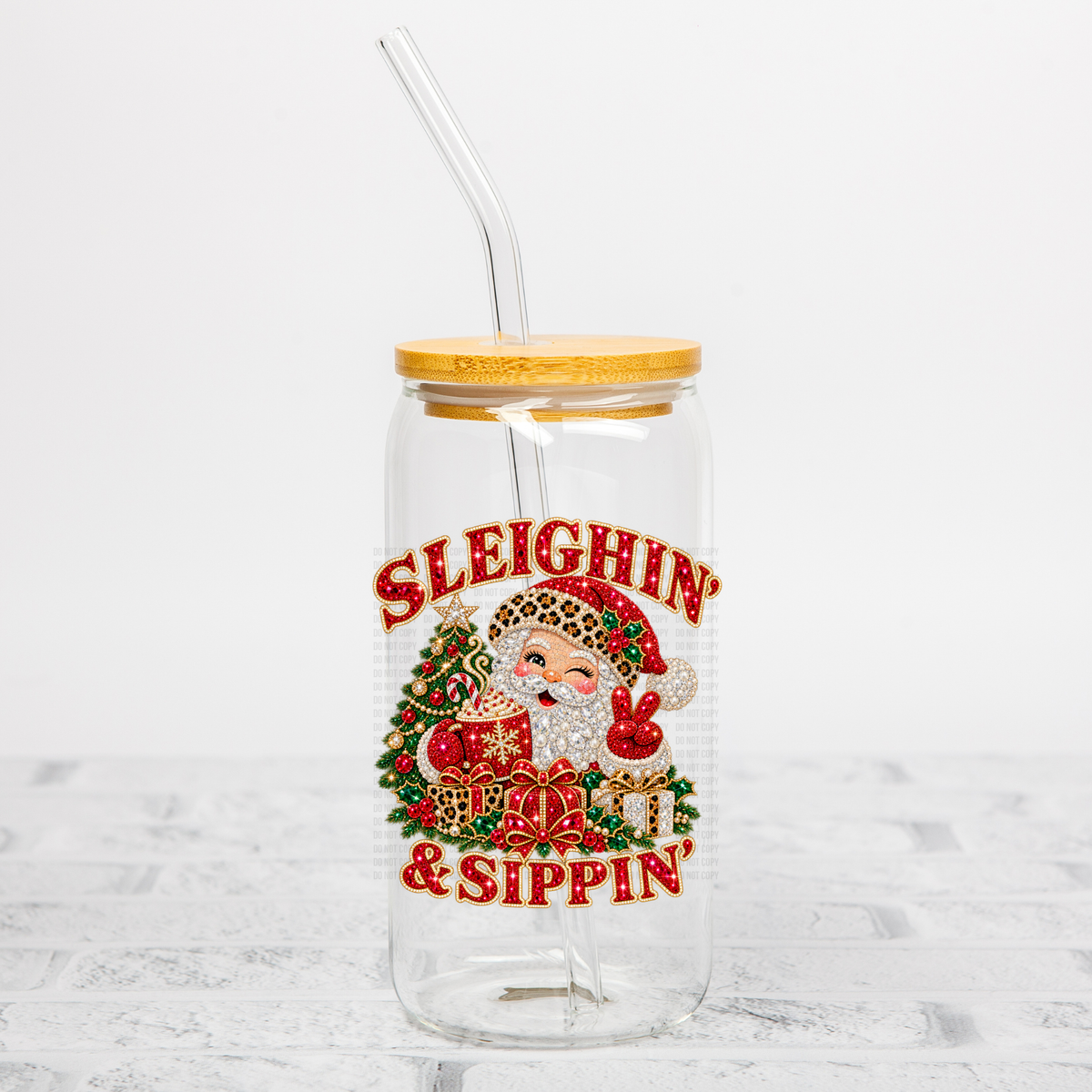 Sleighin & Sippin UVDTF Decal
