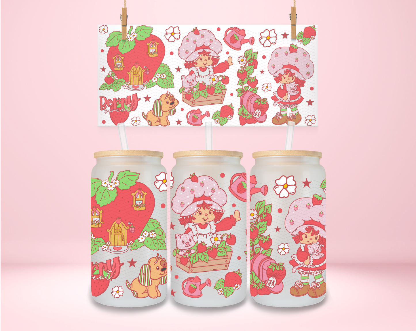 Berry Sweet Strawberry Girly UVDTF Wrap