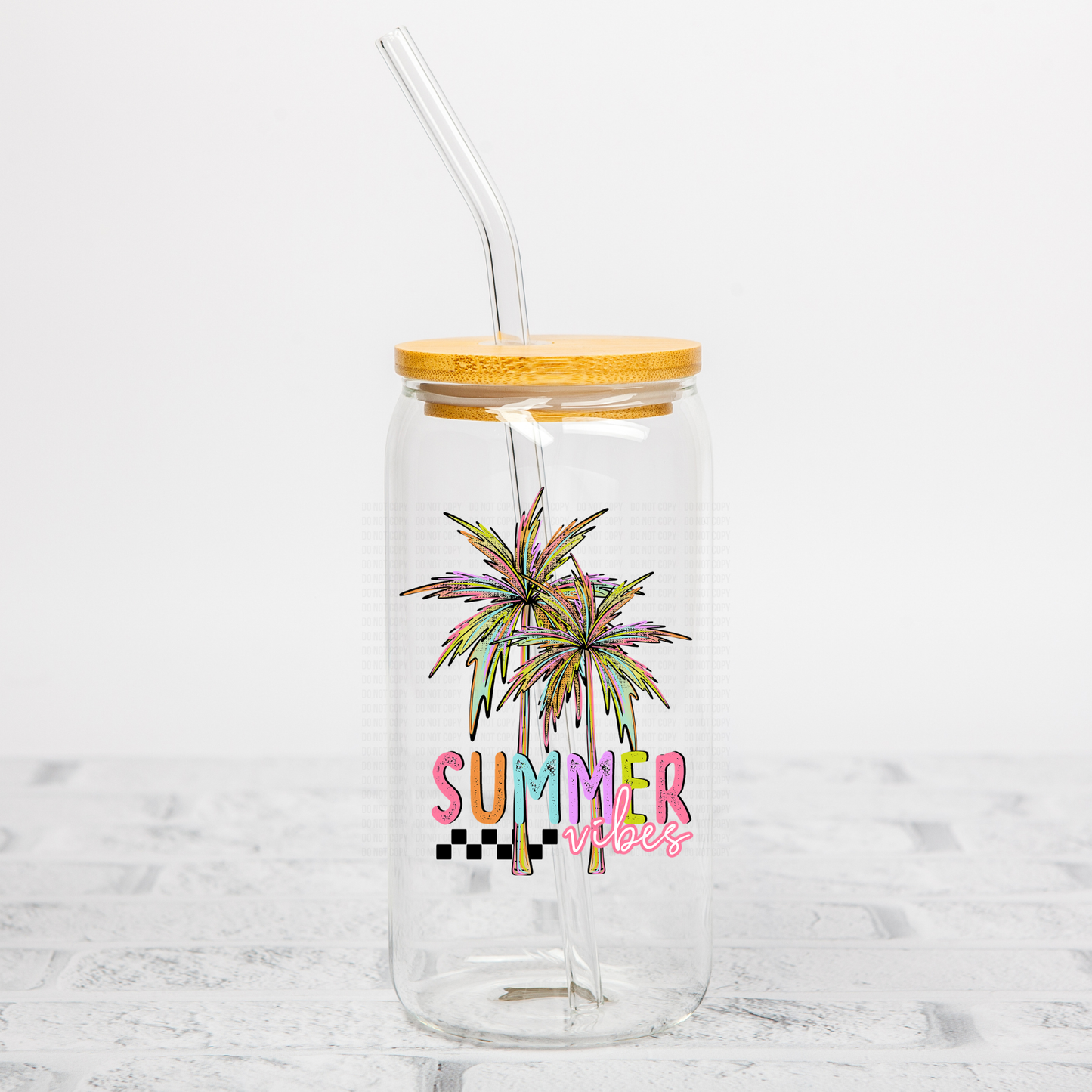 Colorful Palm Trees Summer Vibes UVDTF Decal