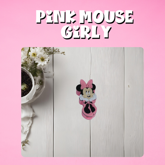 Pink Mouse Girly Straw Topper