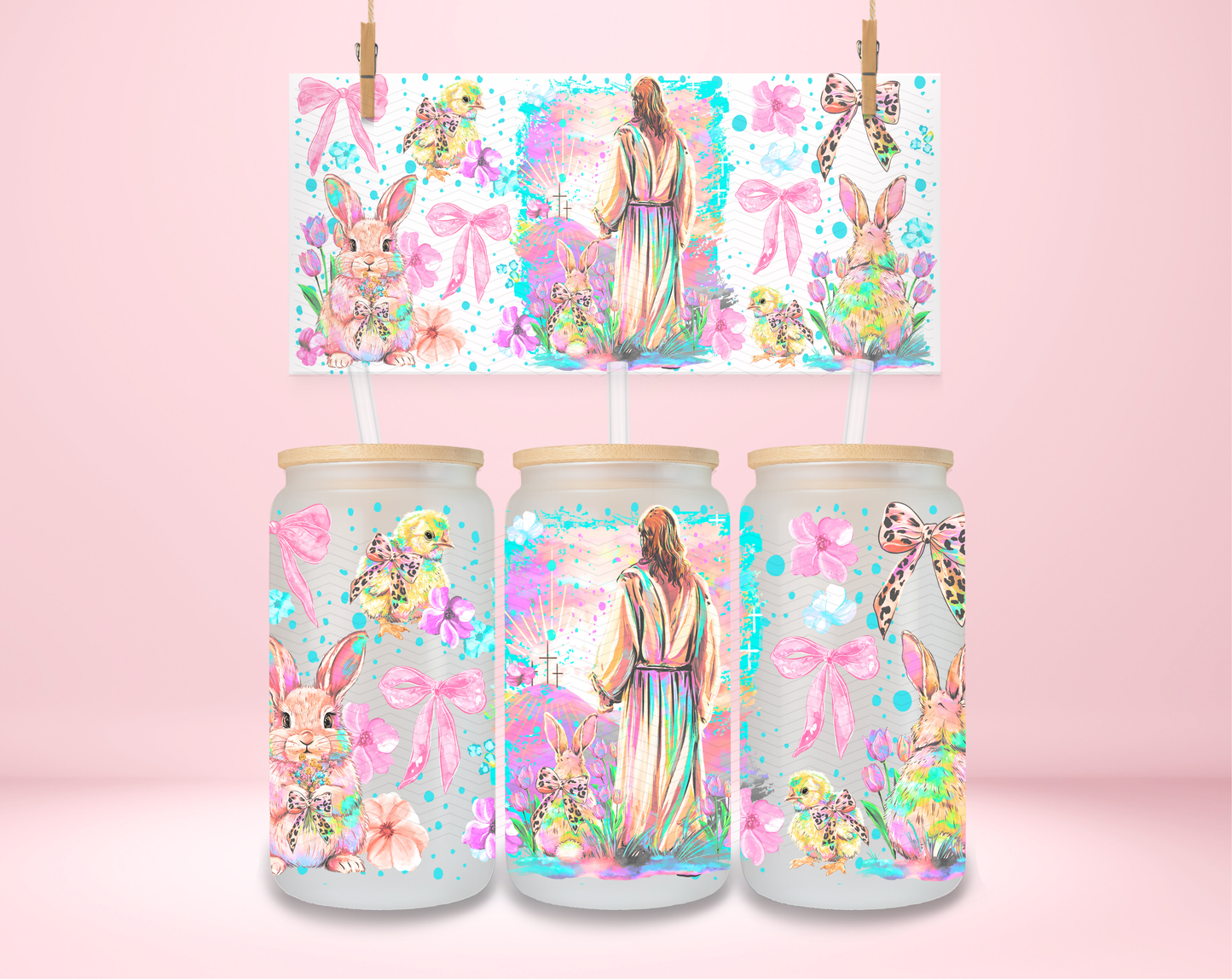 Colorful Jesus and Bunny UVDTF Wrap