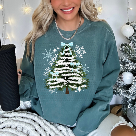 Hello Winter Tree DTF