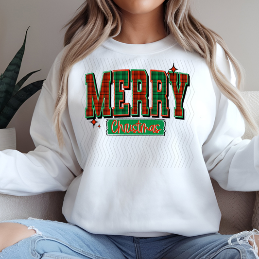 Merry Christmas Varsity Plaid DTF