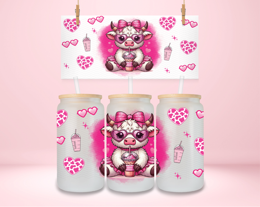 Pink Valentine Cow UVDTF Wrap