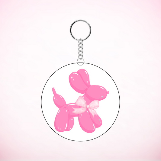 Coquette Ballon Dog Round Keychain UVDTF Decal