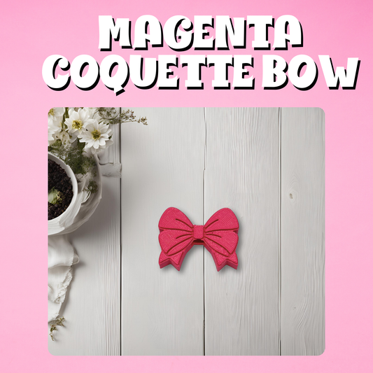 Magenta Coquette Bow 3D Straw Topper