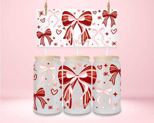 Merry Bow Pink and Red UVDTF Wrap