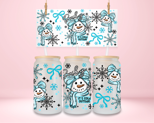 It's Cold Outside Blue Snowman UVDTF Wrap