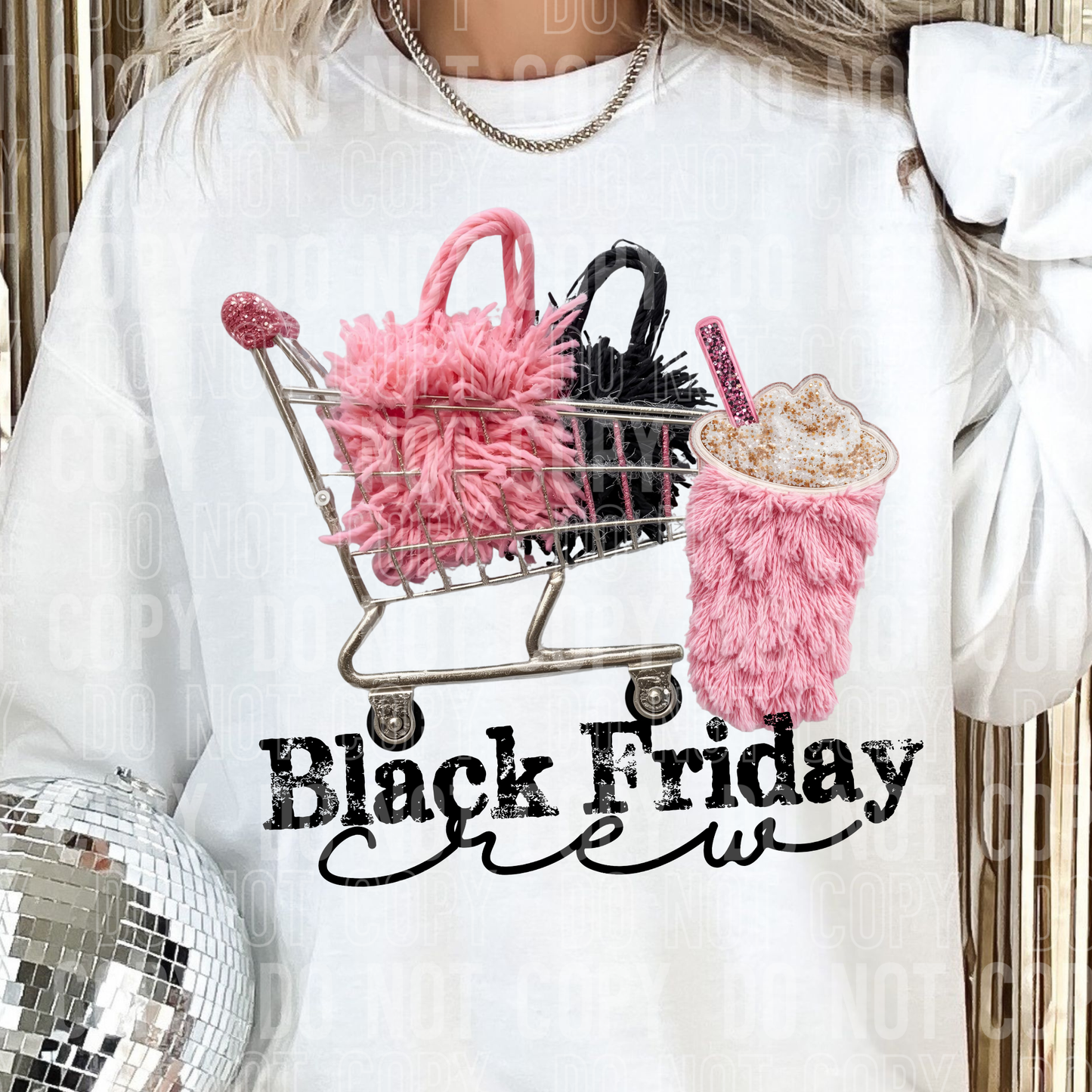 Black Friday Crew Faux Yarn DTF