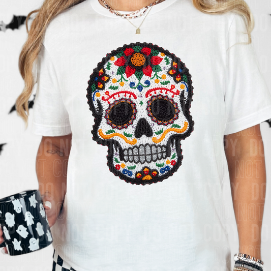 Sugar Skull Faux Yarn DTF