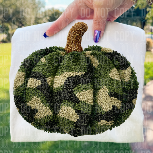 Camo Pumpkin Faux Yarn DTF