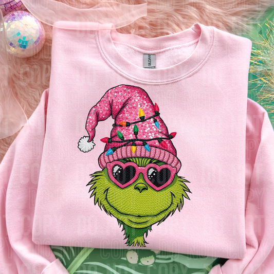 Green Guy Pink Glasses Faux Patch DTF