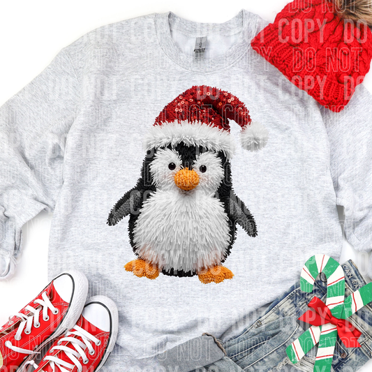 Christmas Penguin Faux Yarn DTF