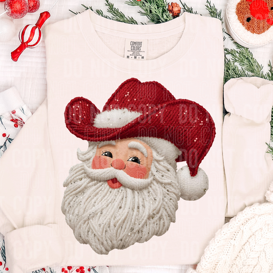 Santa Cowboy Hat Faux Patch DTF