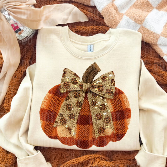 Fall Plaid Pumpkin Faux Yarn DTF