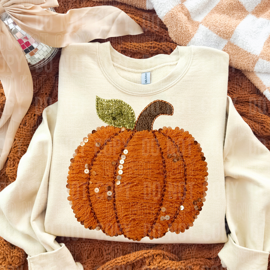 Fall Pumpkin Faux Yarn Patch DTF