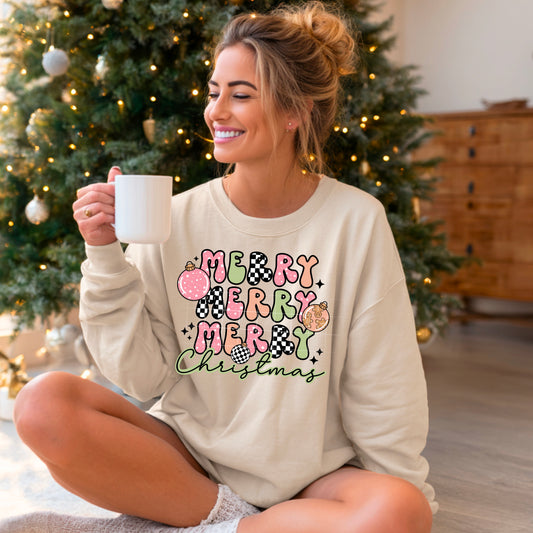 Merry Christmas Pink and Green DTF
