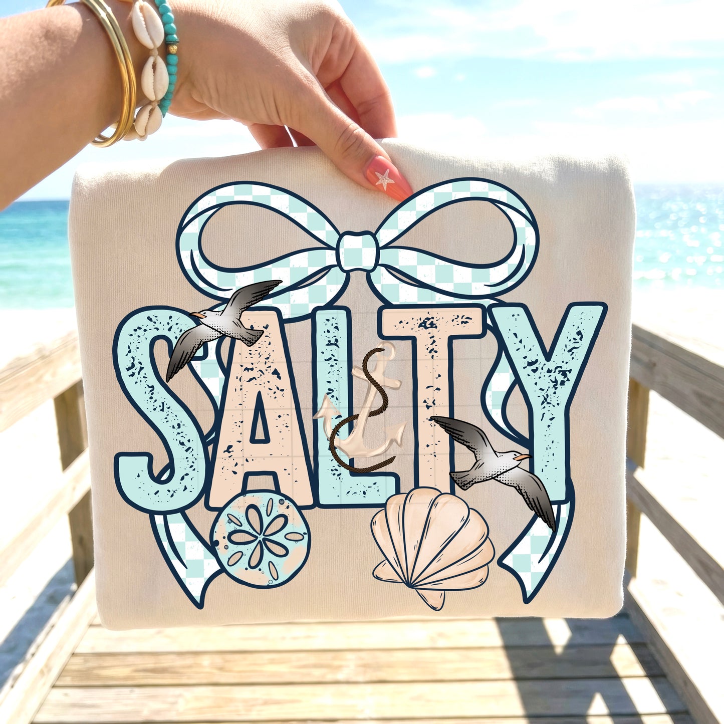 Salty Blue and Tan DTF