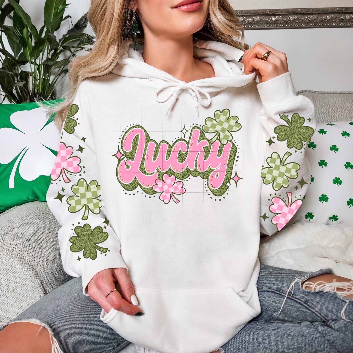 Lucky Pink and Green W/ Sleeves DTF