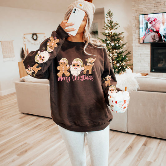 Merry Christmas Light Skintone Santa W/ Sleeves DTF