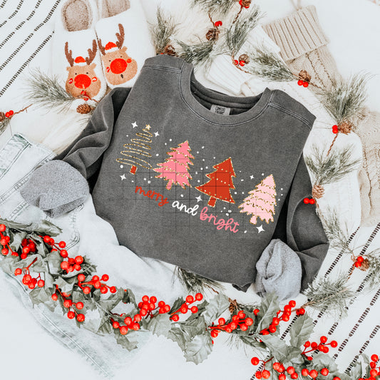 Merry and Bright Christmas Trees DTF