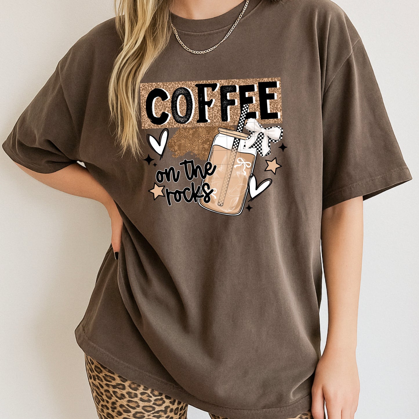 Coffee on The Rocks Checkered DTF