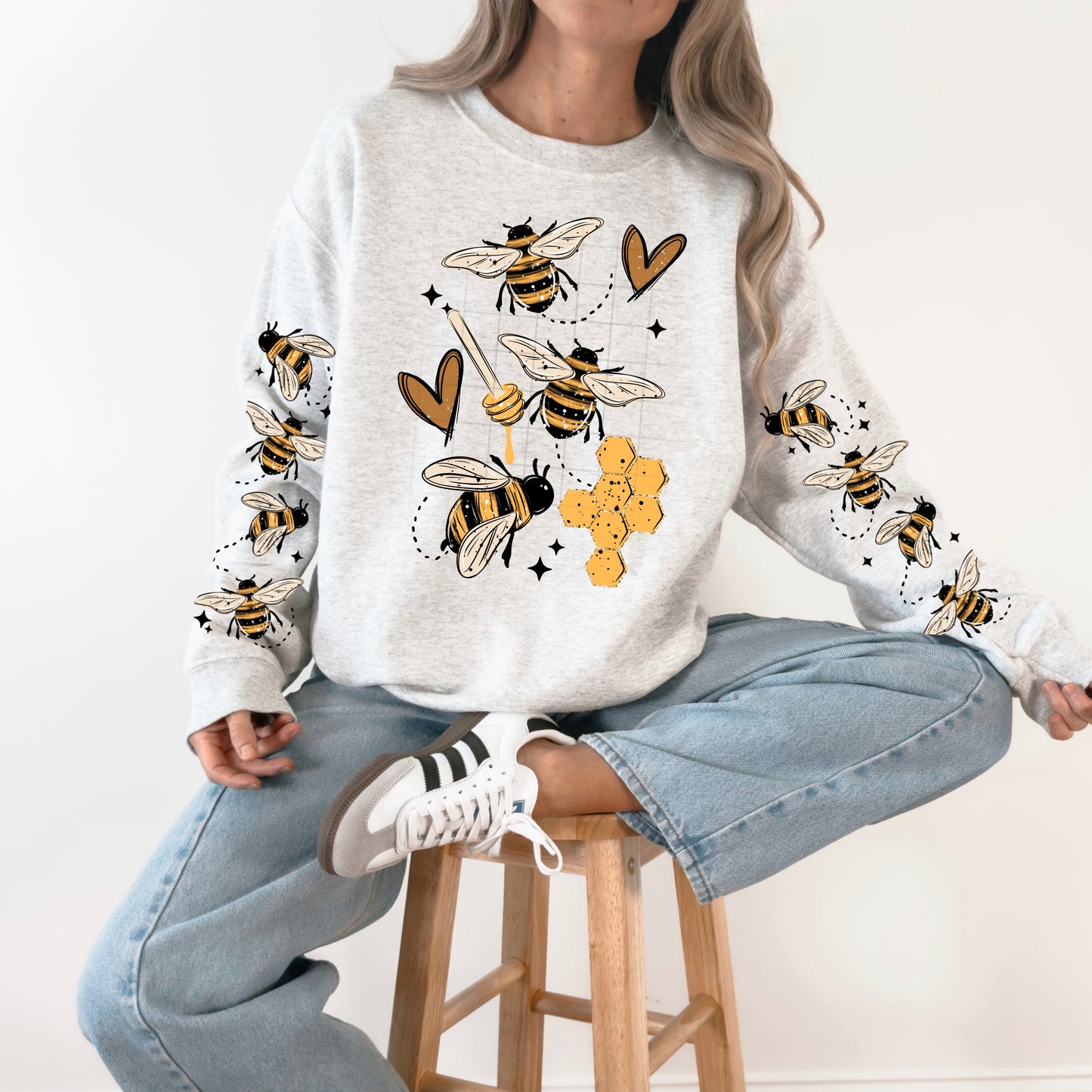 Bees and Honeycomb W/ Sleeves DTF